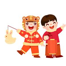 元宵节放花灯卡通人物过年元宵节习俗png素材元宵元宵节新年春节