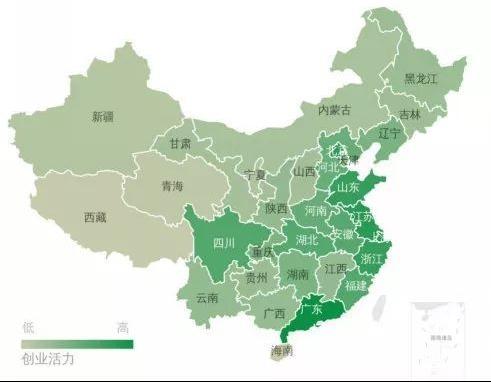 全国各省份创业竞争力地图