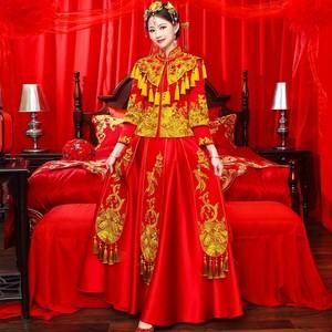 服饰复古出嫁敬酒服公主新婚古装嫁衣新娘汉服凤冠霞帔女刺绣婚纱