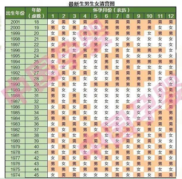 生男生女早知道测试表