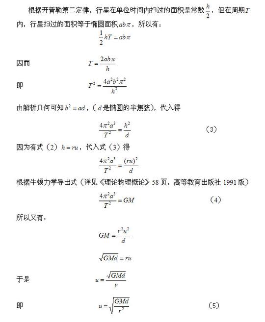转载椭圆轨道拱点速度的物理公式算法