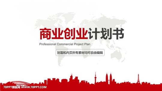 红色简约商务企业商业创业计划书ppt模板下载