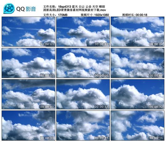 蓝天白云云朵天空晴朗清新高清led背景微客素材网视频