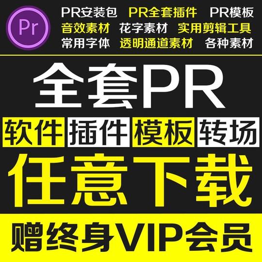 pr模板全套插件音效转场教程调色集合安装包ae视频素材会员vip