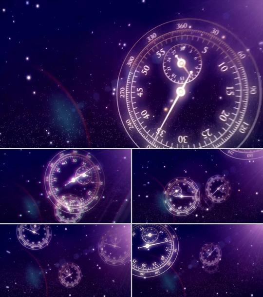 唯美绚丽星空闪亮星星时钟变化移动弹出渲染时间宝贵视频素材