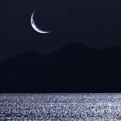 江淮：夜晚天空大海背景图唯美风景,风景静物,唯美,海边