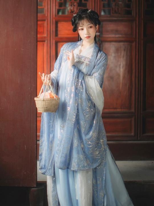 汉服女原创仙气云梦泽齐胸襦裙飘逸中国风烫金大袖衫两片式古装女