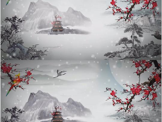 枉凝眉梅花红楼梦led背景模板素材_高清mp4格式下载(.