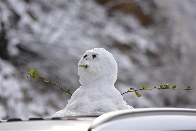 成都市民街头卖雪人