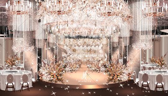 飓风设计香槟婚礼堂婚礼手绘效果图素材psd分层源文件一张