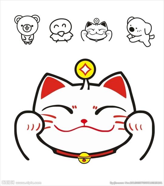 小动物简笔画可爱招财猫图片