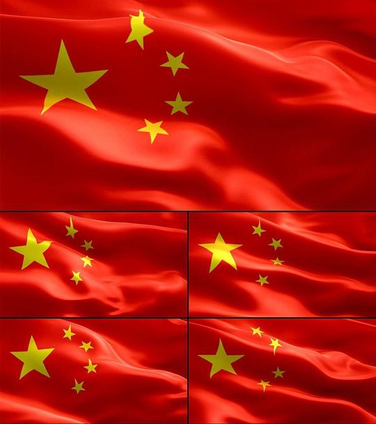 五星红旗中国国旗飘扬明亮视频素材模板下载