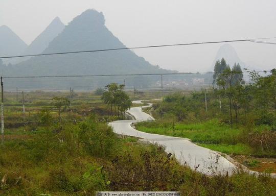 乡村小路(非高清)旅游摄影素材农村弯弯曲曲田野绿树山林