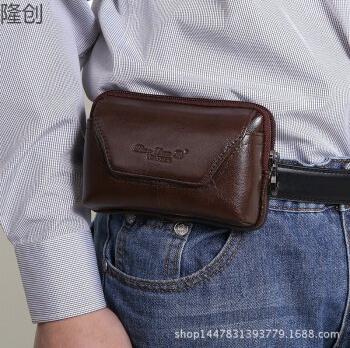 手机腰包穿皮带皮套挂腰间头层牛皮钱包横款男士老人5