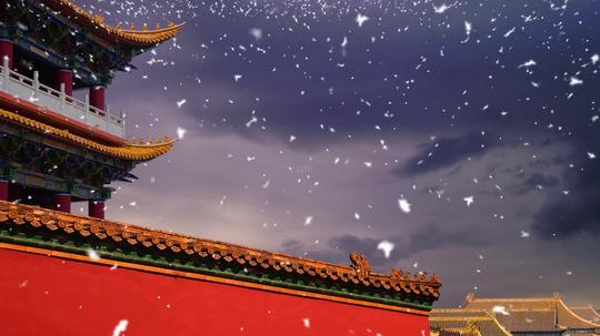 宫殿延时昏暗的天空宫墙下雪_1920x1080_高清视频素材