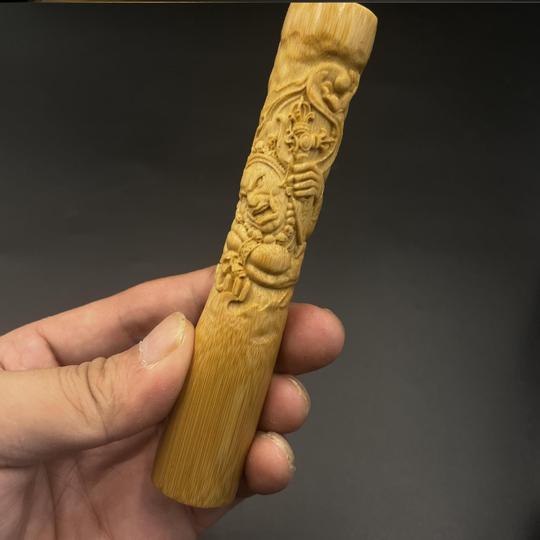 实心竹雕刻把件把玩玉竹毛料男士随身冷门文玩竹节多节玩棍高密度