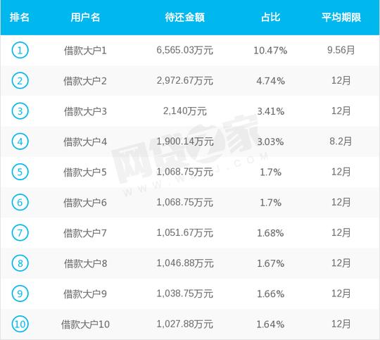 贷贷兴隆借款人待还排行情况