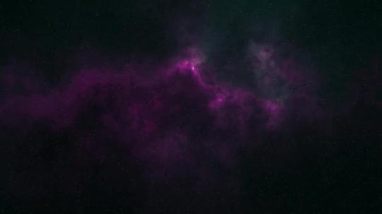 飞在星空间美丽的紫色粉红色移动薄雾星云动画背景-新的自然宇宙动态视频素材短视频