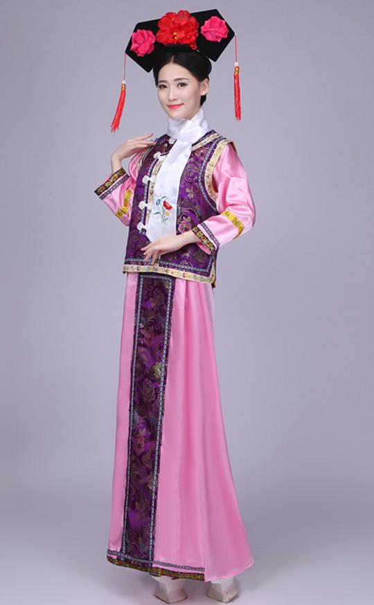 清朝古装还珠格格服装满族女儿童古代宫女甄嬛反串班服演出服_7折