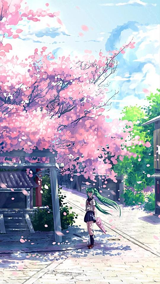 天空樱花动漫h5背景-html素材网