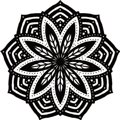 eps矢量图曼陀罗黑白线稿水彩背景纹理贴图花卉图案设计素材