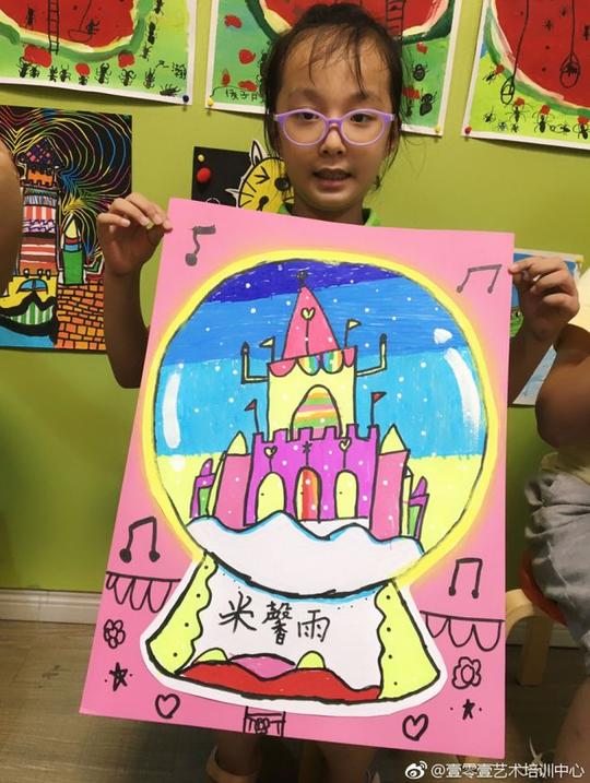 #儿童画素材##儿童创意美术##创意儿童画#中大班作品：美丽的水晶球2南京·101画室