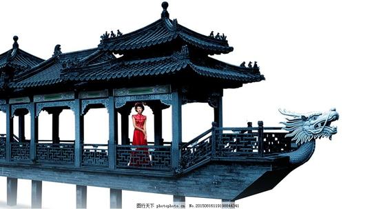 中国风长廊凉亭png元素阁楼古式建筑免抠元素庭院透明素材