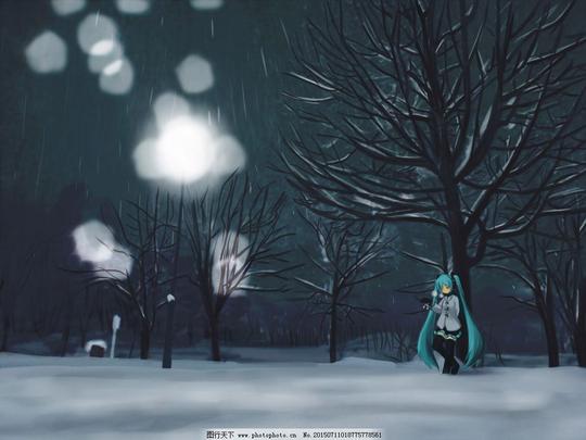 高光初音高光初音免费下载背景大树图片素材卡通动漫可爱图片