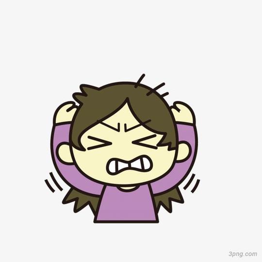 抱头双手抱头咬牙闭眼生气的女孩卡通手绘抱头双手女孩抱头的男人