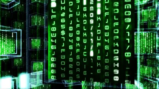 黑客帝国绿色数字代码快速翻动网络特效视频素材