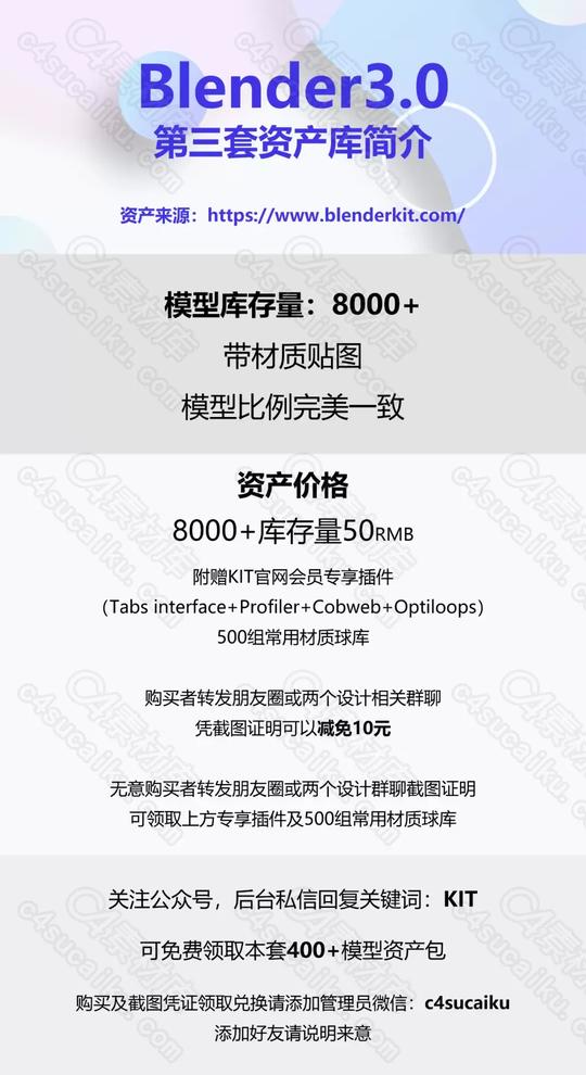 c4素材网-blender3.0资产库-8000+常用模型kit资产包(带材质)