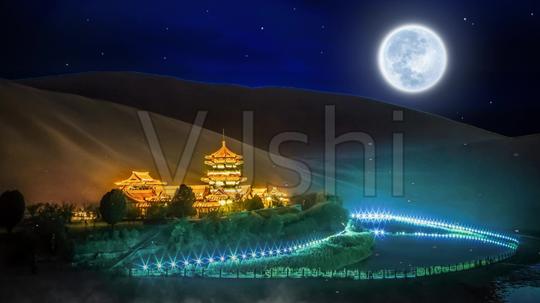 月牙泉唯美梦幻背景_1920x1080_高清视频素材下载(:)