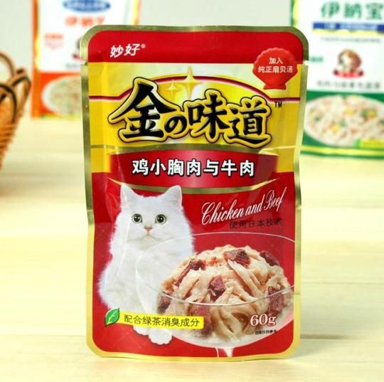 宠物猫零食妙鲜包伊纳宝妙好金味道60g鸡小胸肉+牛肉食品sy