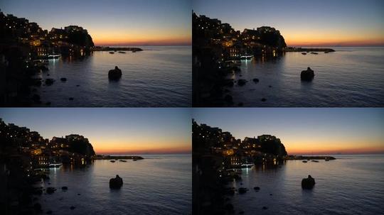 海夜浪漫日落视频素材