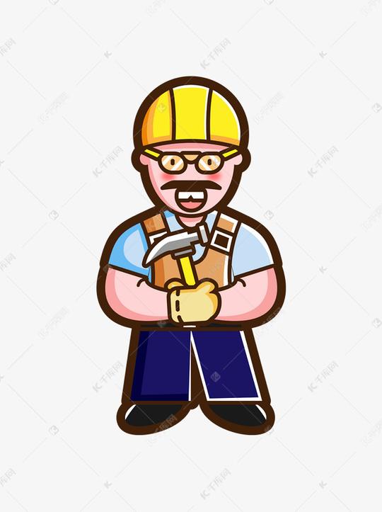 矢量卡通人物元素工地工人素材