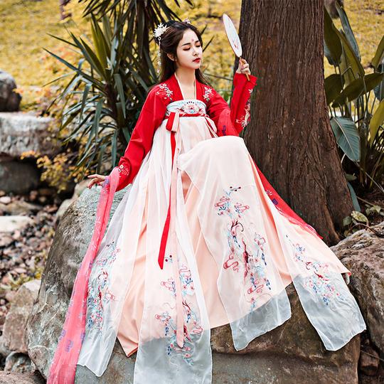白菜汉服女中国风超仙气飘逸古装齐胸齐腰襦裙古风学生整套清仓