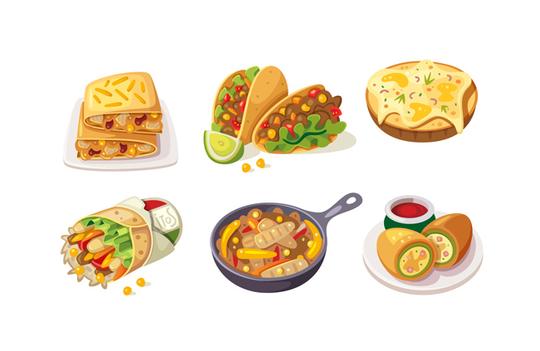 早餐西方国家的美食菜肴图案设计_漫品购_mg动画短片