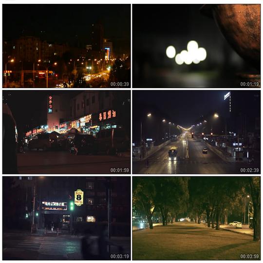 夜晚住宅小区街道夜景幽静小路悠闲散步灯光路灯景色实拍视频素材