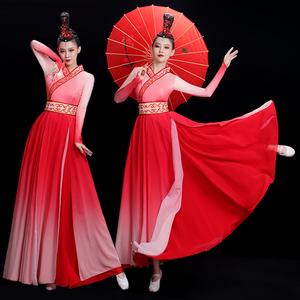古典舞开场舞大摆裙演出服女飘逸现代伞舞套装灯火里的中国舞蹈服