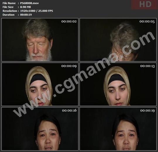ps68008人们沮丧伤感难过难受人脸表情特写高清实拍视频素材