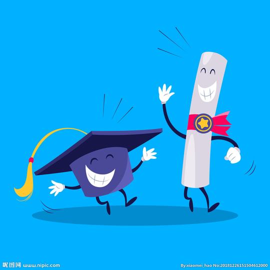 学士帽毕业证结业卡通素材图片