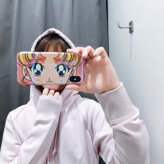 抖音自拍挡脸苹果x手机壳7p美少女水冰月iphonex蓝光iphone8plus个性