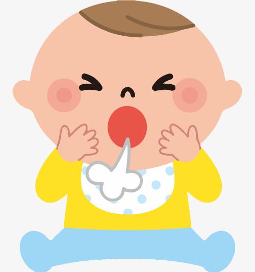 手绘卡通小宝宝咳嗽免抠