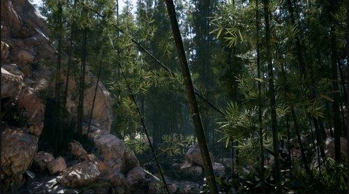 虚幻ue4写实中国风稀缺场景素材照片级竹林山石泉水模型材质库