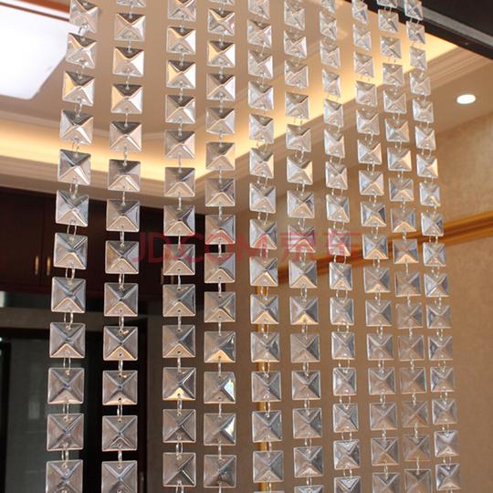 卓舰水晶成品珠帘门帘长条四方珠工程酒店隔断玄关挂帘垂帘吊装饰家居
