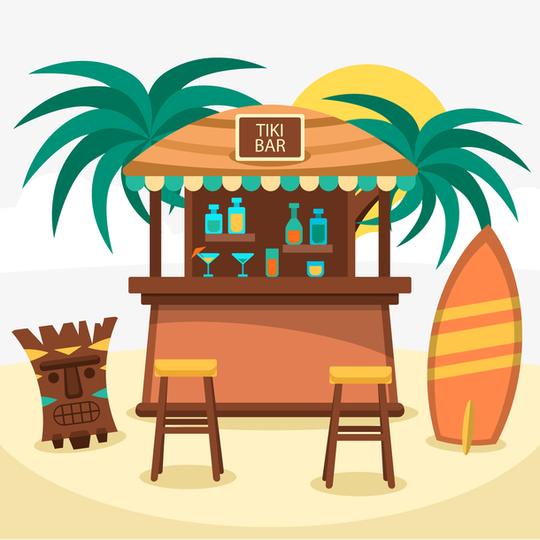 创意夏威夷沙滩酒吧矢量免抠素材免费下载_觅元素51.