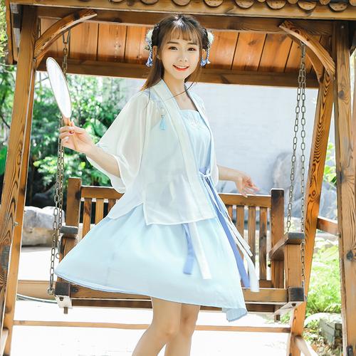 日常汉服古风汉元素服装学生装女古装上衣短裙子改良中国风套装夏