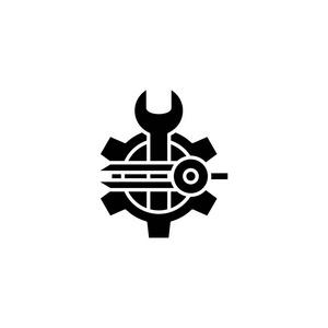 软件设计师黑色图标概念。软件设计师平面矢量符号,符号,插图图片