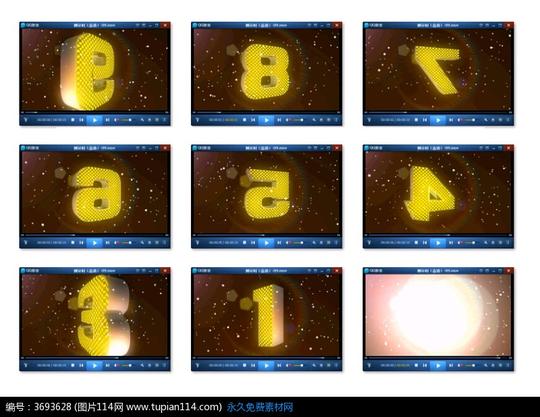 3d立体数字10秒倒计时视频素材