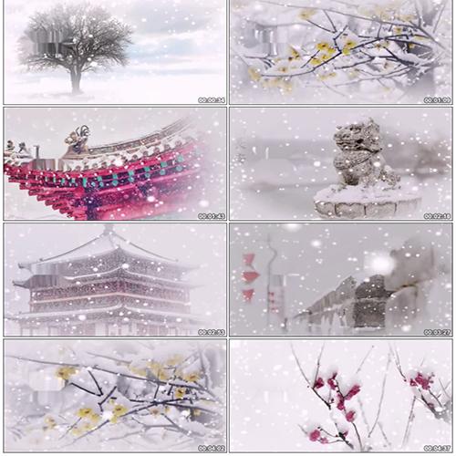 雪落下的声音飘雪石狮琵琶长安长城雪树雪凝花led背景视频素材